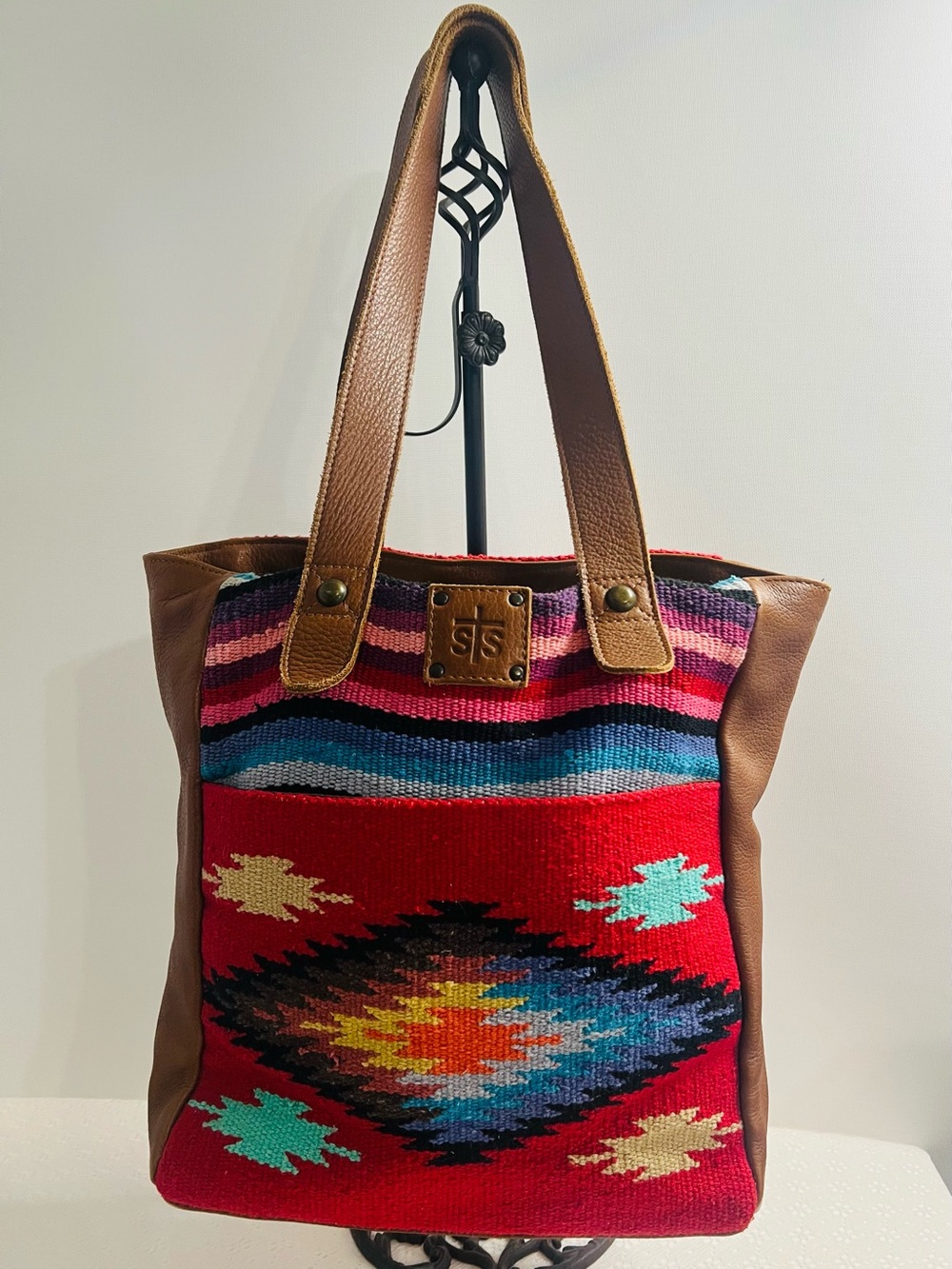 STS Ranchwear Fiesta Serape Tote Purse Bag Saddle Blanket Woven Geometric Aztec